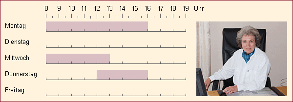 Montag von 8.00 bis 16.00 Uhr, Mittwoch von 8.00 bis 13.00 Uhr und Donnerstag von 12.00 bis 16.00 Uhr